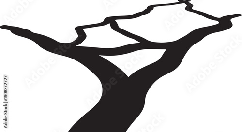 Black Silhouette of a Tree on White Background Illustration