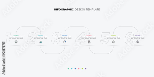 Modern chart infographic template with 6 options for presentations. Infographic 6 diagram chart template for business. 6 step presentation with diagram elements, infographics