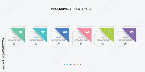 Modern chart infographic template with 6 options for presentations. Infographic 6 diagram chart template for business. 6 step presentation with diagram elements, infographics