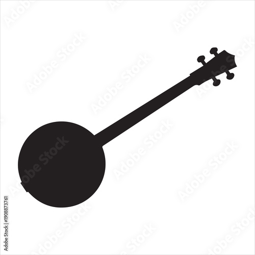 Banjo silhouette vector, musical instrument icon