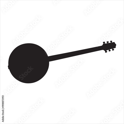 Banjo silhouette vector art white background