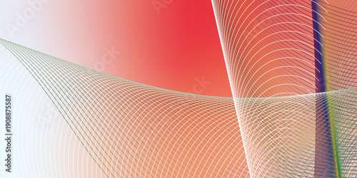 Red and pink abstract shape background with grainy gradient and black noisy texture wide banner design