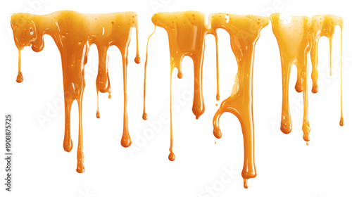 Glue drip stains transparent texture, isolated on a white background