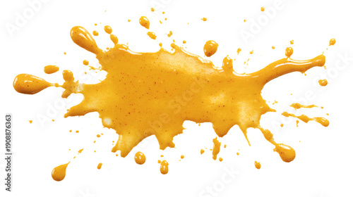 Mustard sauce stains splatter, isolated on a white background