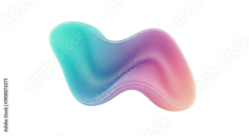 Abstract Fluid Gradient Blob with White Outline