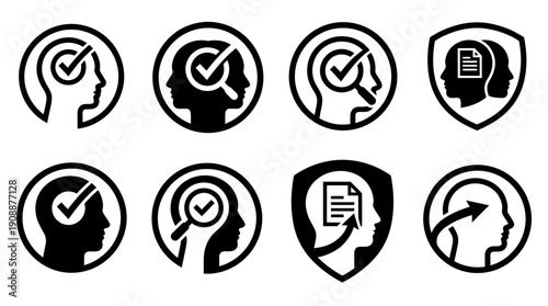 Collection of Security and Data Protection Icons on White Background