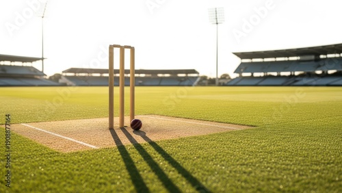 Cricket ball and stumps isolated on transparent background