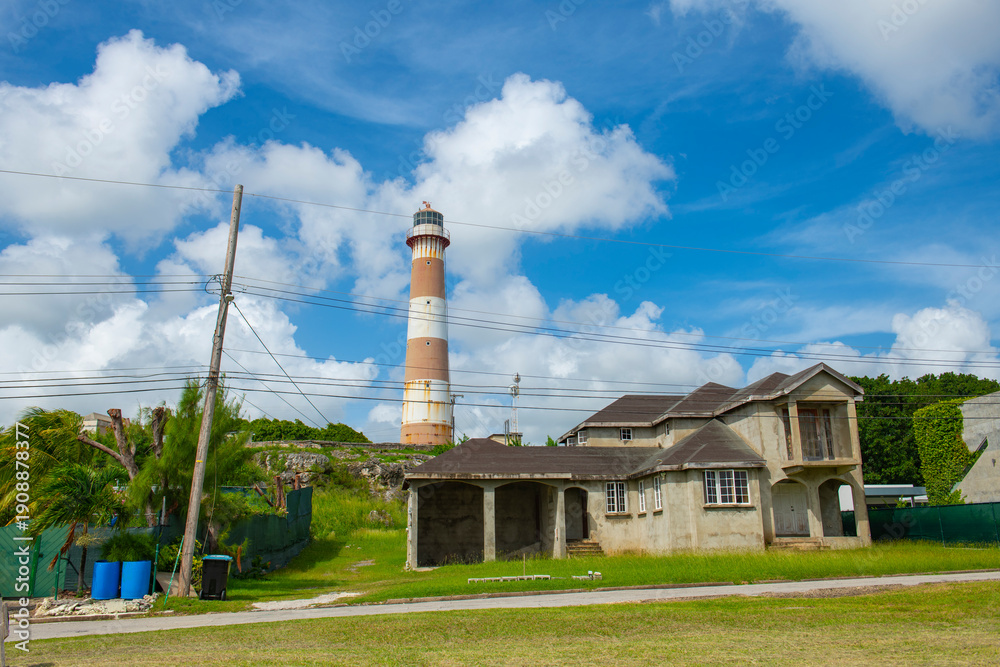 Obraz premium South Point Lighthouse at South Coast in Christ Church Parish, Barbados. 