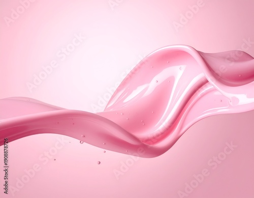 Smooth pink liquid wave with air bubbles, soft gradient