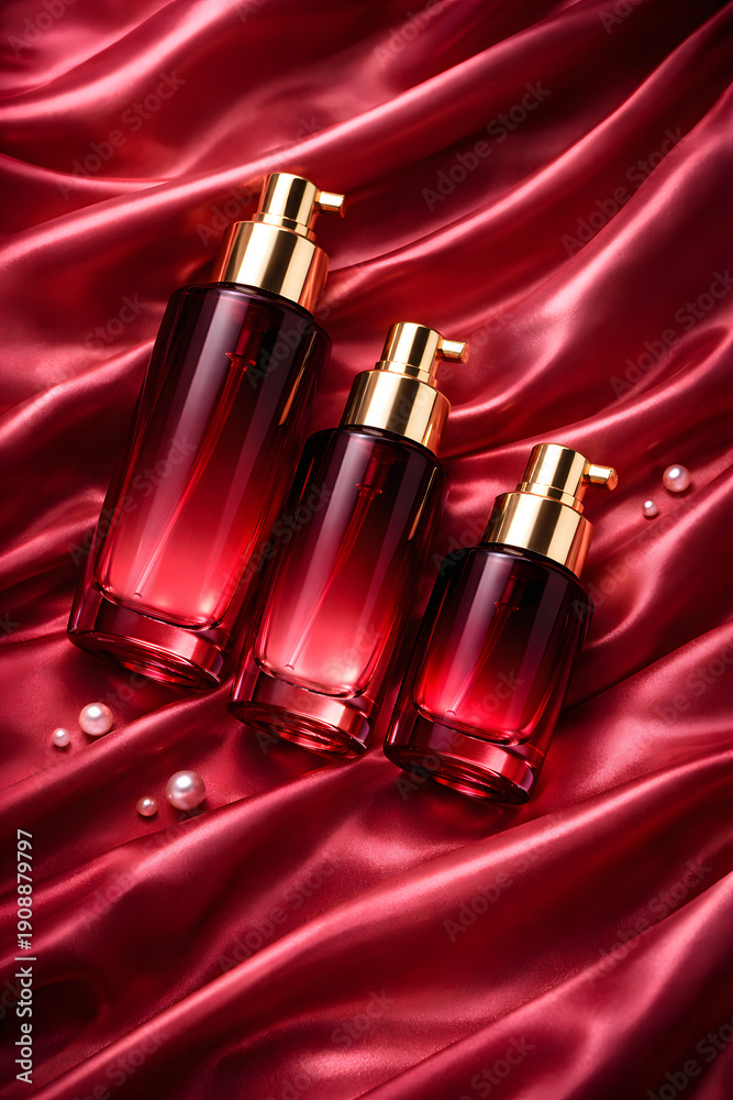 Naklejka premium perfume on red background