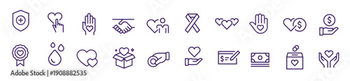 charity and donation line icons vector design