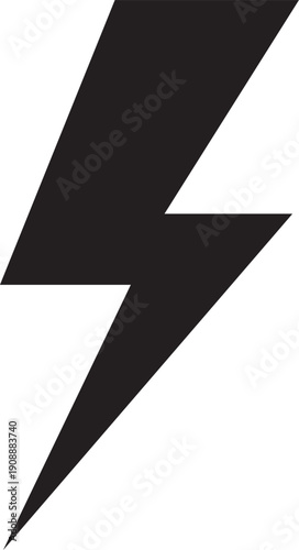 Black lightning bolt symbol, representing energy, power, and speed