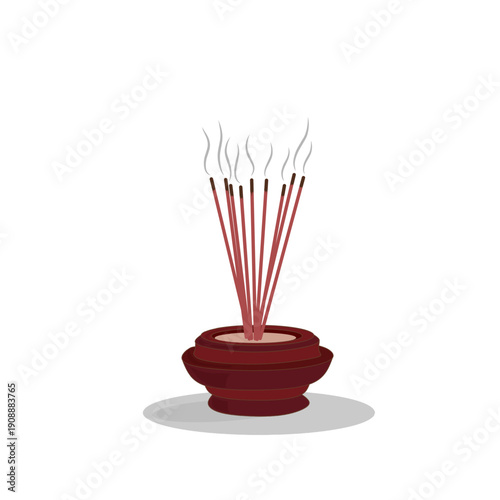 incense sticks.Burning Incense Sticks with Sacred Aromatic Smoke for Religious Worship Spiritual Ritual and Traditional Cultural Ceremony
