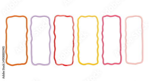 Six colorful border outlines with wavy edges