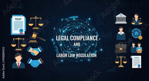 Legal Compliance and Labor Law Regulation Concept with Icons