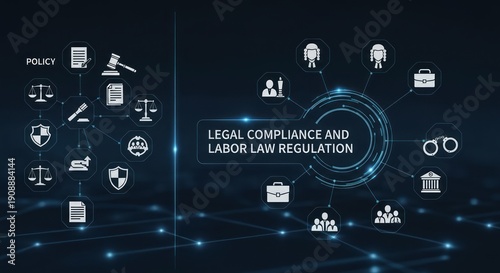 Legal Compliance and Labor Law Regulation Concept with Icons