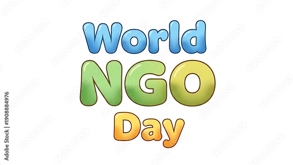 Fototapeta premium Vibrant World NGO Day logo with colorful gradient text