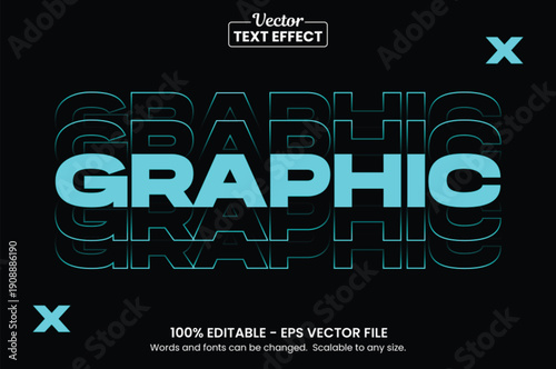 Modern graphic glitch text effect with futuristic cyber style and neon blue outline