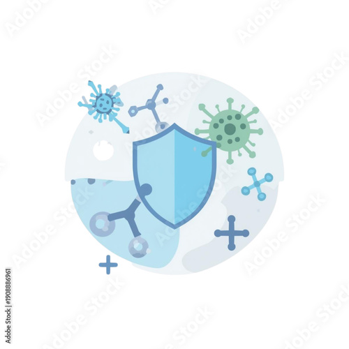 Conceptual illustration of the immune system protecting the body from viruses and bacteria