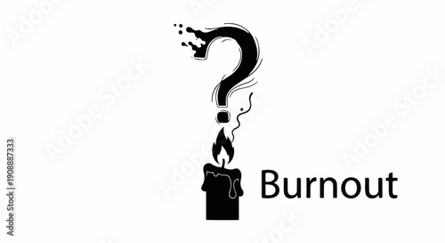 Symbolic question mark above a melting candle flame, representing burnout and uncertainty.