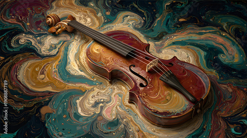 Wallpaper Mural Expressionism Art of a Violin Dissolving into Swirls of Colorful Patterns and Textures Torontodigital.ca
