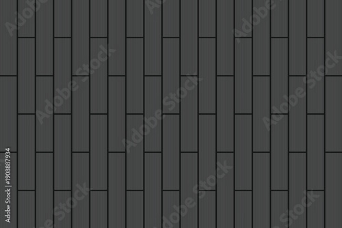 Abstract background featuring a grid of gray textured rectangular panels with vertical ribbing. Illustration for modern facade cladding, interior wall tiles, architectural design and luxurious decor