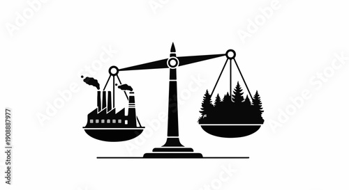 Balancing industrial pollution with natural environment on a scale