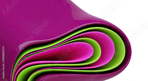 Abstract flowing layers of magenta and lime green