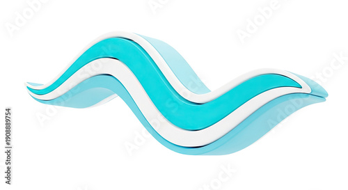 Abstract Wavy Blue and White Shapes