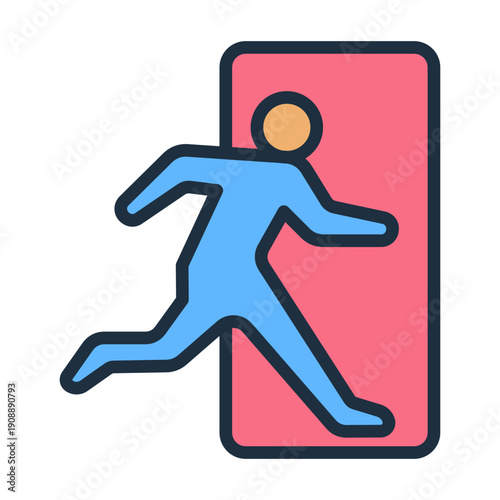 Evacuation Route Icon - Lineal Color