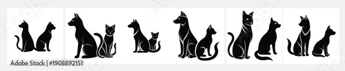  dog and cat simple illustration silhouette set