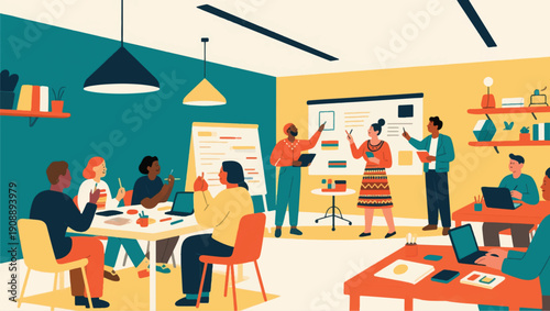 Illustration Of Cultural Workshop Activities In The Room Vector Design Template 