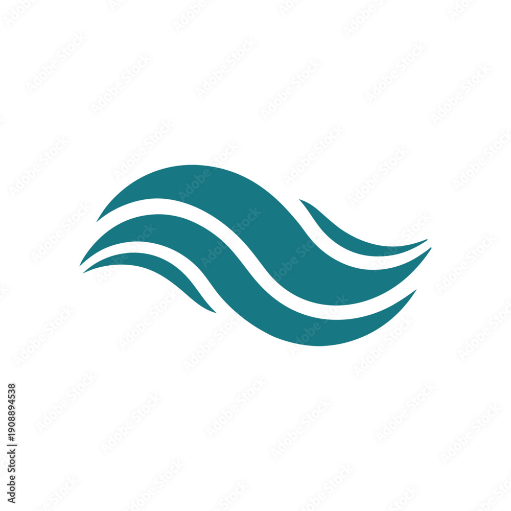 Naklejka premium Wave Icon Vector Ocean Water Symbol for Surf and Coastal Branding