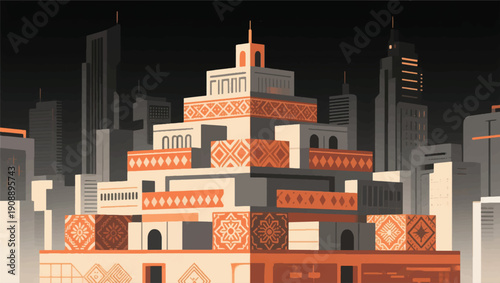 Illustration Of Modern Buildings In India Vector Design Template