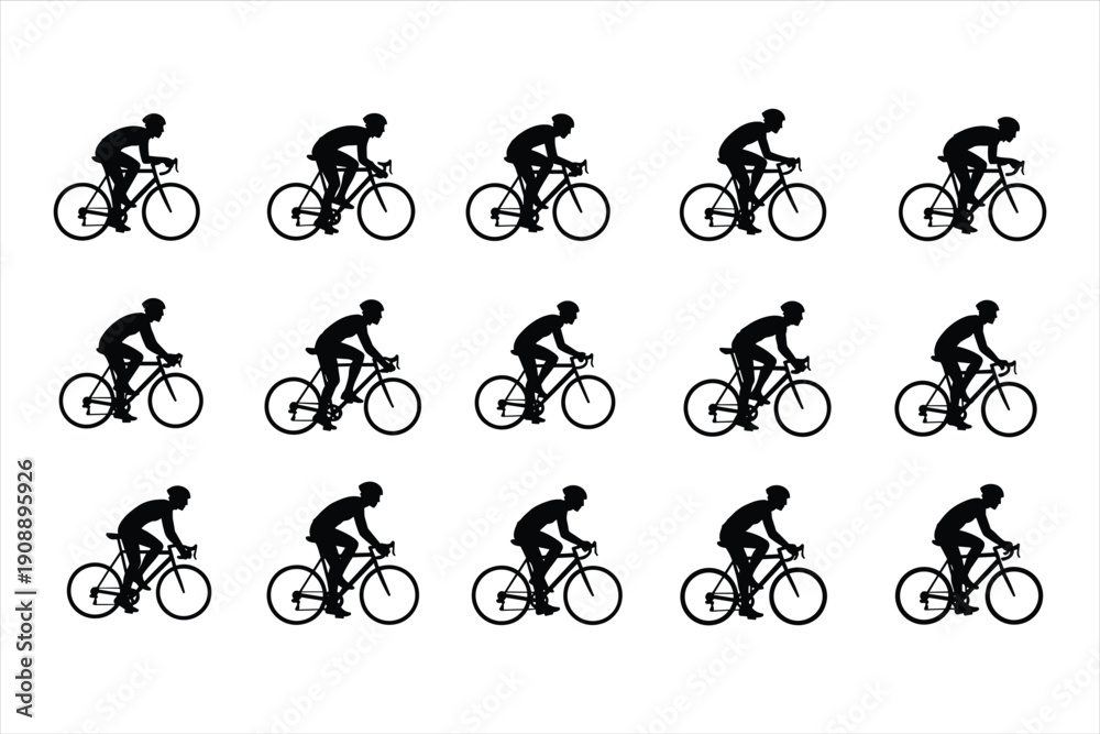 Obraz premium set of silhouettes of cyclist