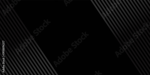 Black oblique straight line background. Masculine dark linear abstract wallpaper. Elegant luxury striped gradient texture. Grey diagonal lines backdrop for flyer, banner, poster, presentation. Vector
