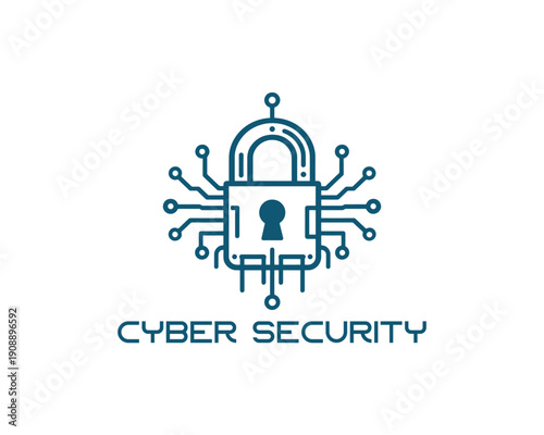Cyber security flat logo vector data protection lock symbol