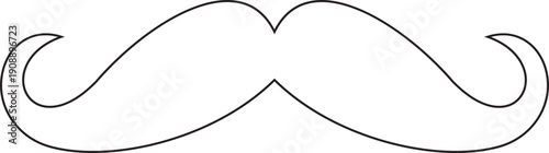 Minimal Mustache Icon Vector, Classic Gentleman Moustache Symbol, Retro Barber Style Facial Hair Logo Design, Simple Black Line Vintage Hipster Emblem for Grooming Branding with transparent background