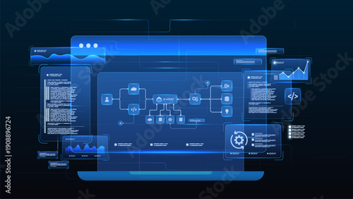 AI workflow automation artificial intelligence. ai agent automation dashboard machine learning architecture data processing system, coding, analytics panels and automation system.