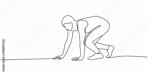 A single line drawing of a person in a starting position