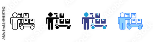 Courier icon set multiple style collection