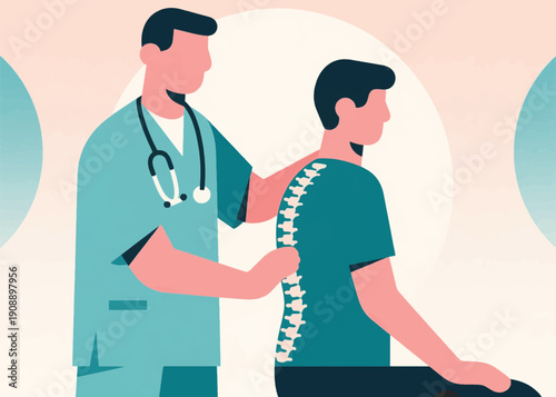 Spinal Therapy Health Practice Illustrator Artwork Creative Design Template 