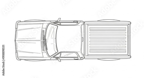 Top view sketch of an open car trunk with luggage inside.