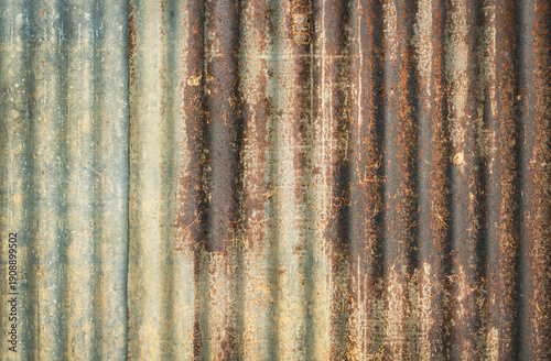 Old zinc vintage fence wall texture for background, pattern of rusty on metal panel.