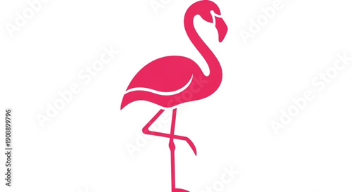 Pink Flamingo Standing on One Leg