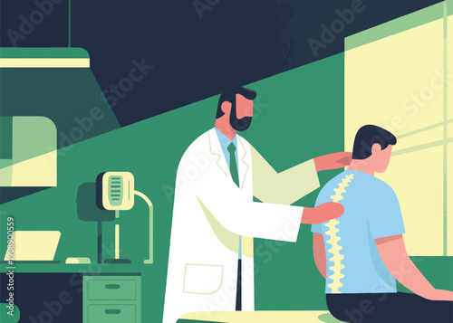 Spinal Therapy Patients Illustrator Artwork Creative Design Template 