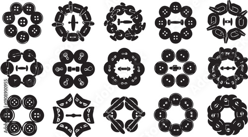 Collection of black and white circular emblem designs