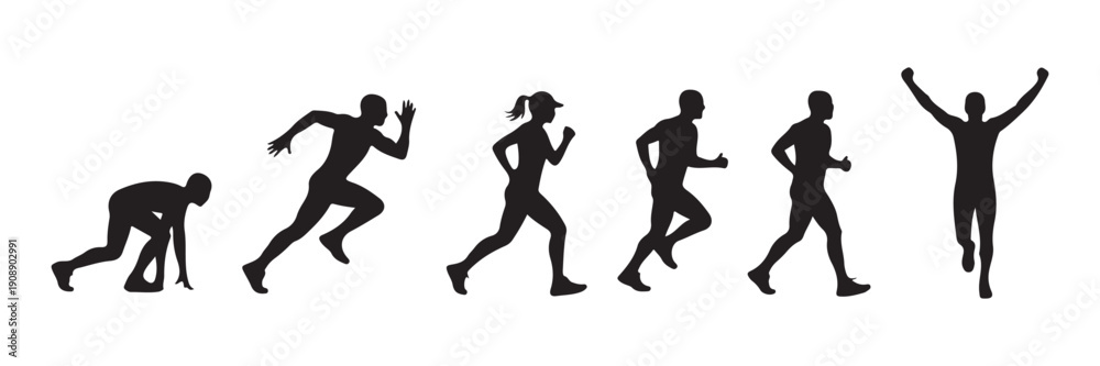 Obraz premium runner running pose silhouette collections
