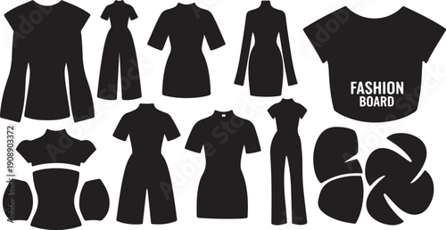 Fashion design elements and clothing silhouettes for styling purposes