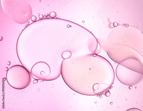 Abstract pink liquid droplets, light and airy